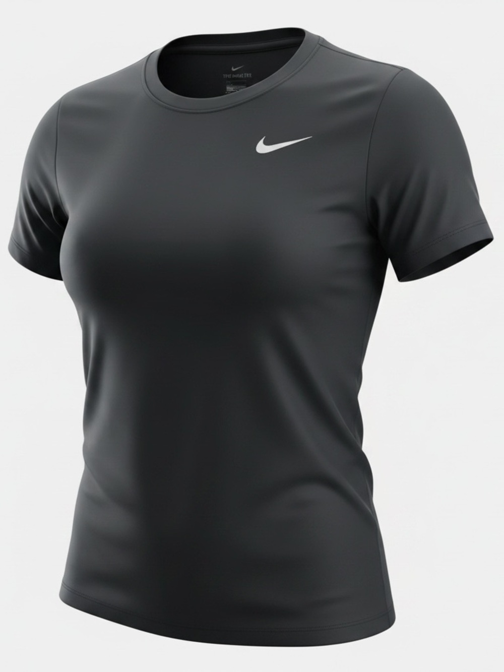 Nike Women's Black Short Sleeve Performance Tee with White Swoosh